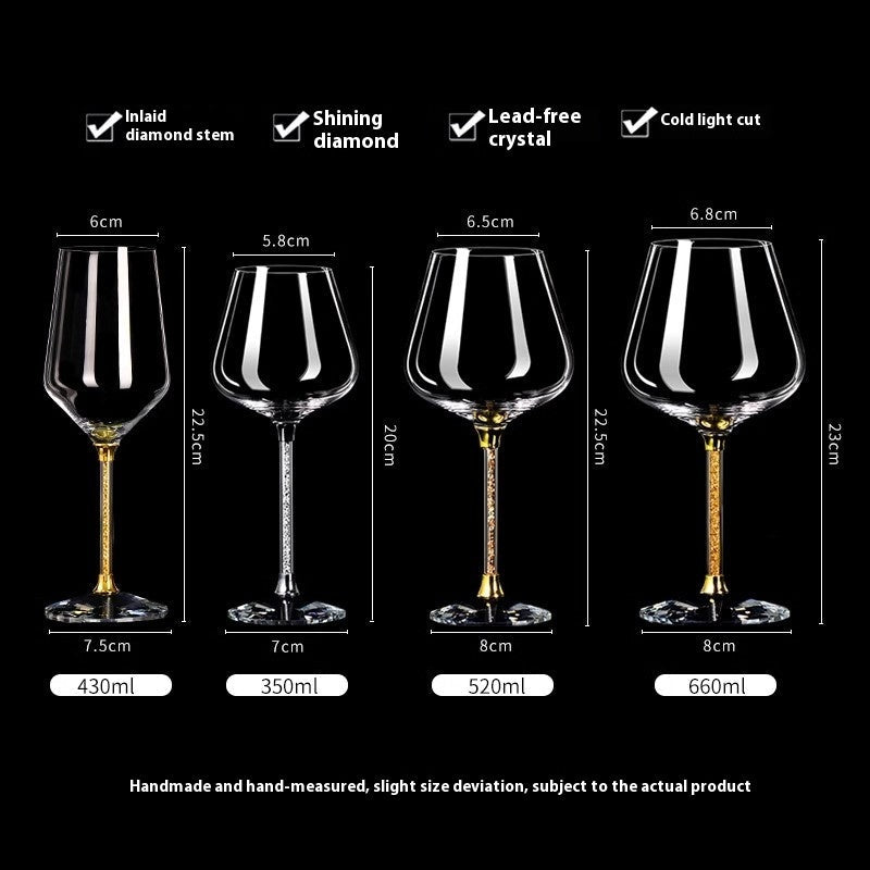 Crystal White Diamond Gold Foil Goblet Glass