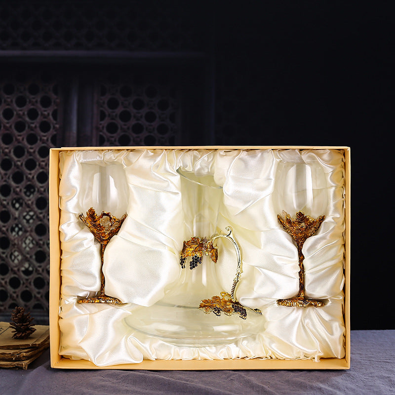 Enamel Glass Decanter Set With Crystal Glass