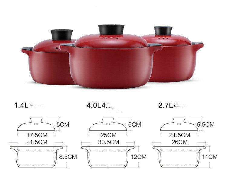 Red Ceramic Multi-Purpose Casserole Stock Pot