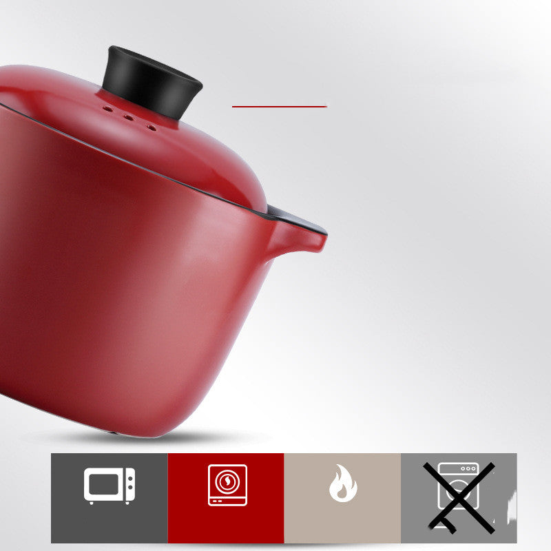 Red Ceramic Multi-Purpose Casserole Stock Pot