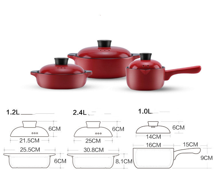 Red Ceramic Multi-Purpose Casserole Stock Pot