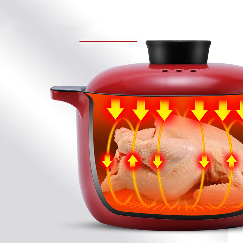 Red Ceramic Multi-Purpose Casserole Stock Pot