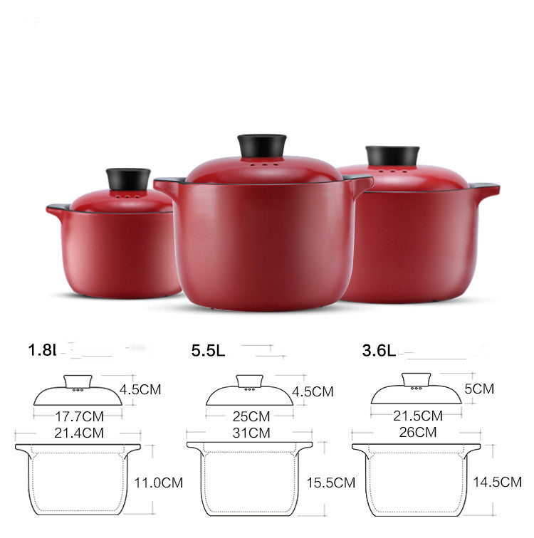 Red Ceramic Multi-Purpose Casserole Stock Pot