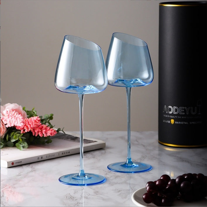Blue Crystal Glass Goblet For Elegant Beverage Serving