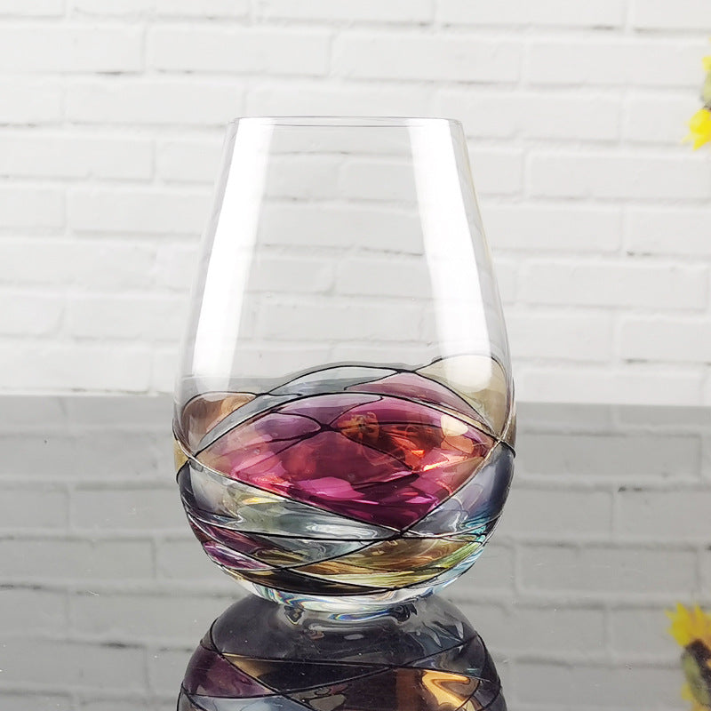 Crystal Colored Decorative Goblet Glass