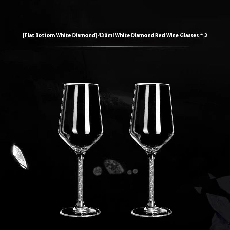 Crystal White Diamond Gold Foil Goblet Glass