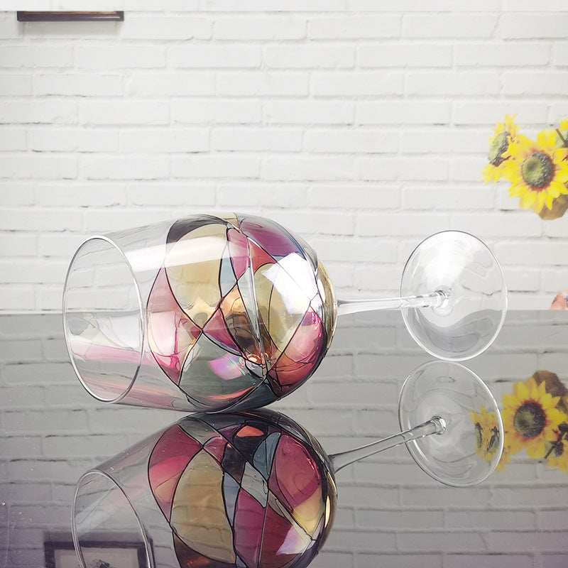 Crystal Colored Decorative Goblet Glass