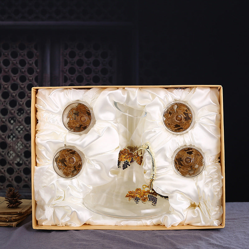 Enamel Glass Decanter Set With Crystal Glass