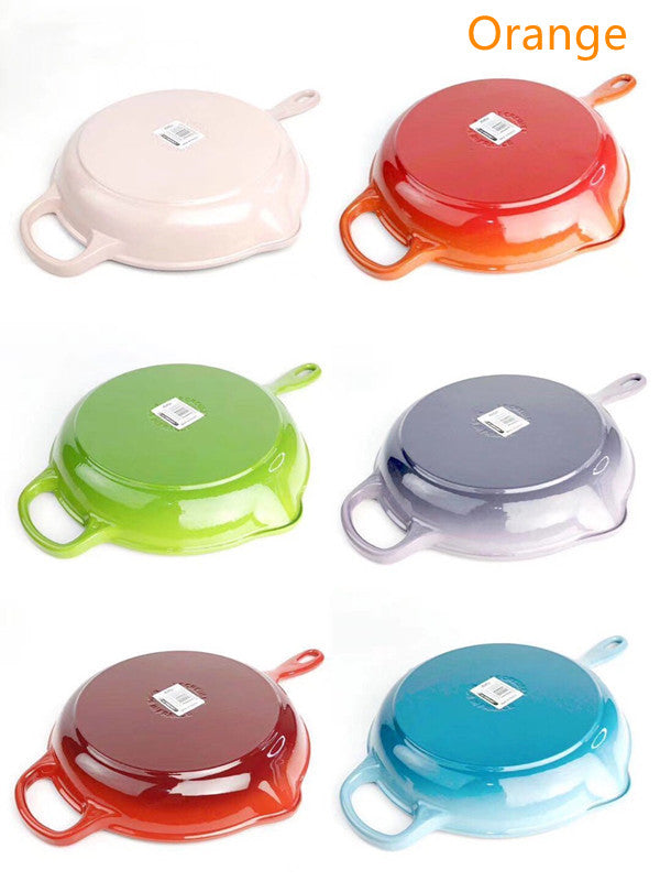Colorful Cast Iron Enamel Frying Pan