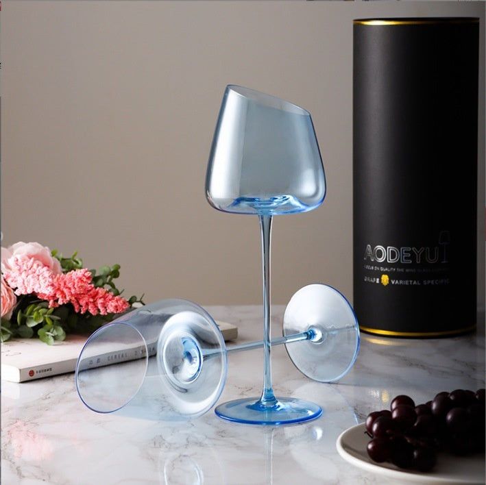 Blue Crystal Glass Goblet For Elegant Beverage Serving