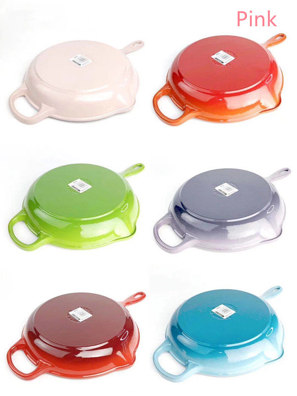 Colorful Cast Iron Enamel Frying Pan