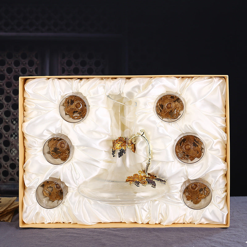 Enamel Glass Decanter Set With Crystal Glass
