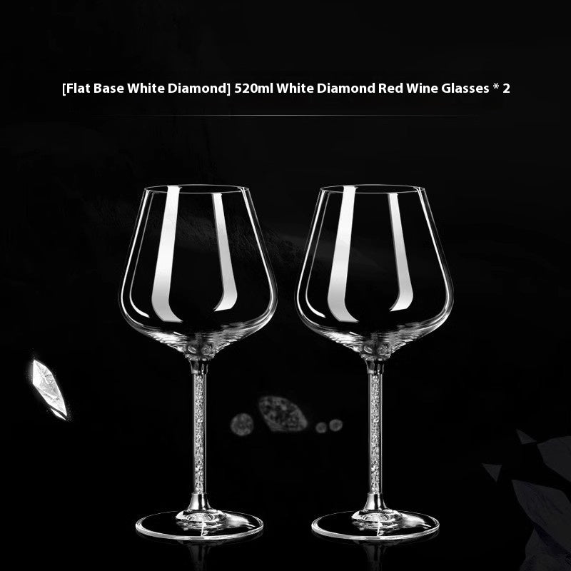 Crystal White Diamond Gold Foil Goblet Glass