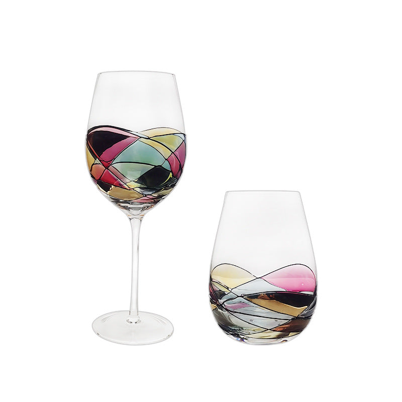 Crystal Colored Decorative Goblet Glass