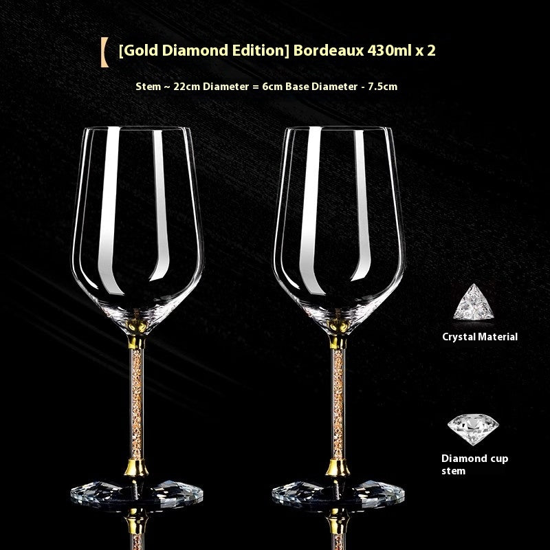 Crystal White Diamond Gold Foil Goblet Glass
