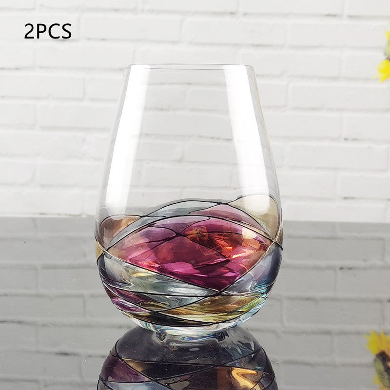 Crystal Colored Decorative Goblet Glass
