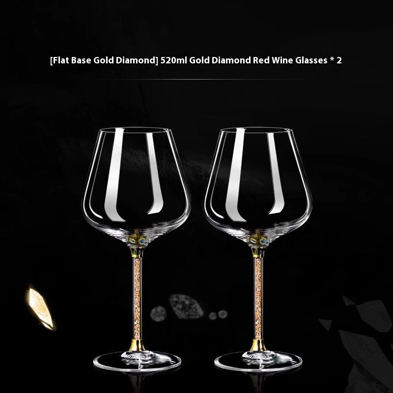 Crystal White Diamond Gold Foil Goblet Glass