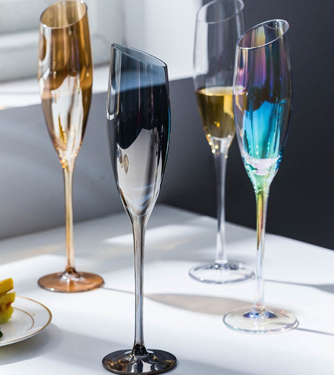 Oblique Crystal Decorative Goblet Glass Set