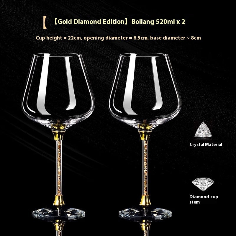 Crystal White Diamond Gold Foil Goblet Glass