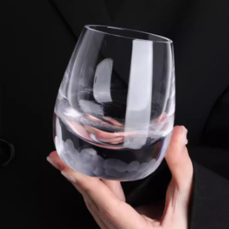 Hand Carved Crystal Glass Goblet Beverage Glass