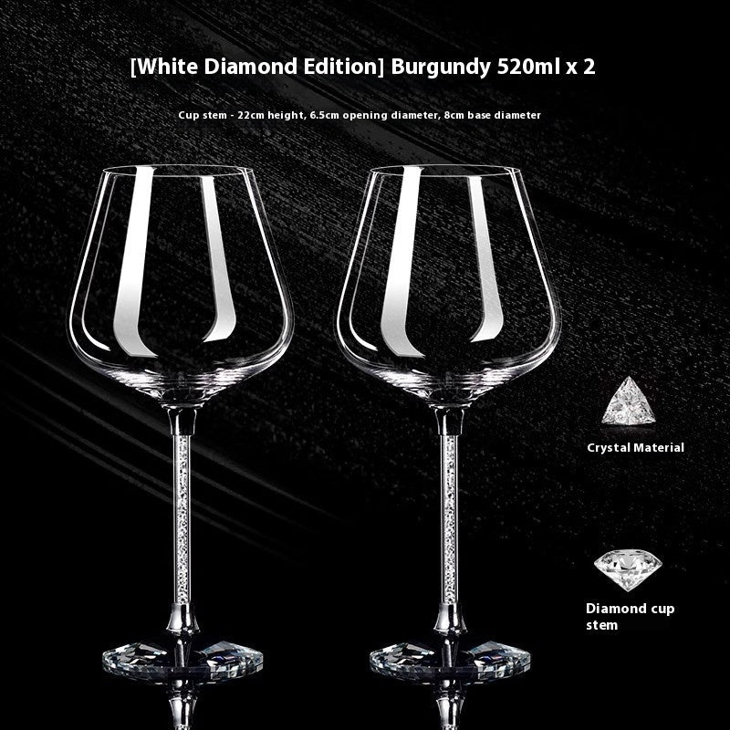 Crystal White Diamond Gold Foil Goblet Glass