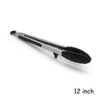 LMETJMA Stainless Steel Cooking Tongs – Heat Resistant BBQ Tongs with Silicone Tips & Stand