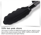 LMETJMA Stainless Steel Cooking Tongs – Heat Resistant BBQ Tongs with Silicone Tips & Stand
