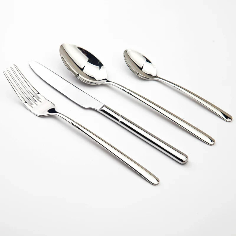 Premium 24-Piece Stainless Steel Flatware Set – Knives, Forks & Spoons | Eco-Friendly & Dishwasher Safe