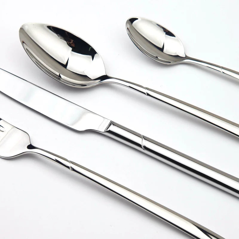 Premium 24-Piece Stainless Steel Flatware Set – Knives, Forks & Spoons | Eco-Friendly & Dishwasher Safe