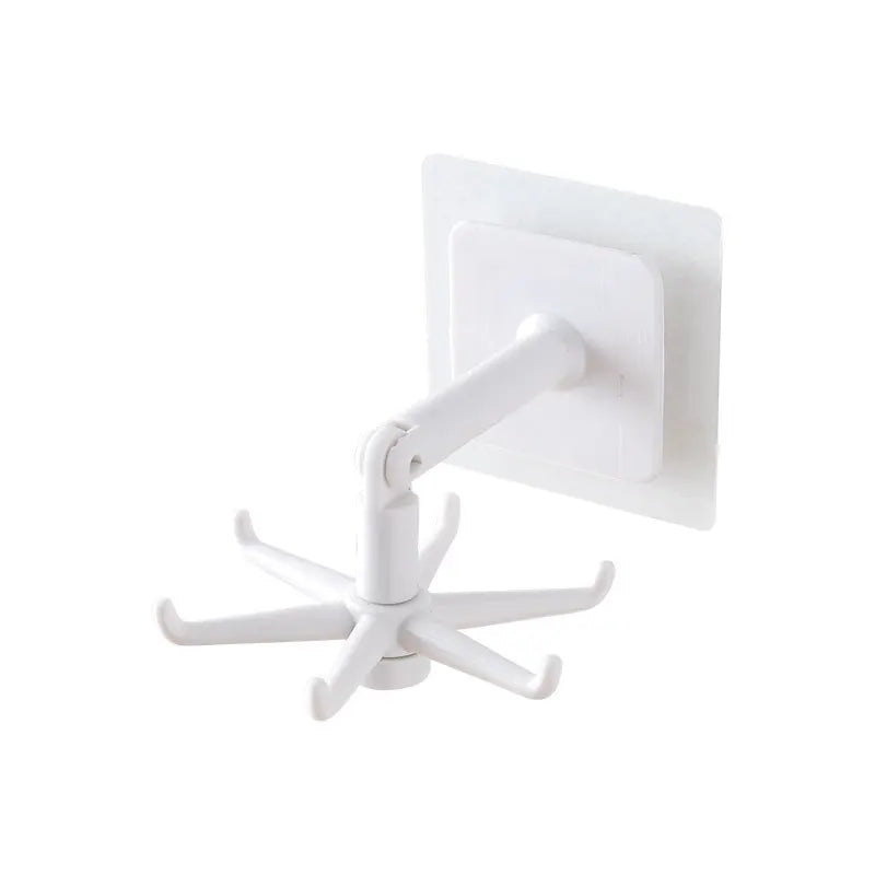 360° Rotatable Kitchen & Bathroom Hook Organizer – Nail-Free Wall and Cabinet Hanger