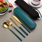 304 Portable Stainless Steel Tableware Set – Travel Cutlery with Storage Box