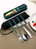304 Portable Stainless Steel Tableware Set – Travel Cutlery with Storage Box