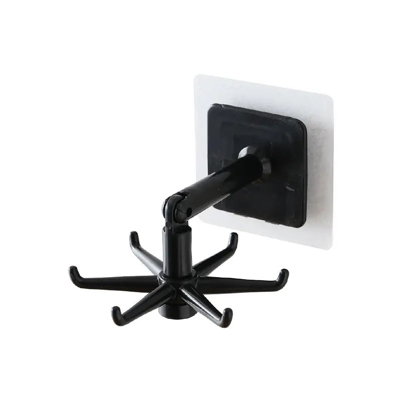 360° Rotatable Kitchen & Bathroom Hook Organizer – Nail-Free Wall and Cabinet Hanger