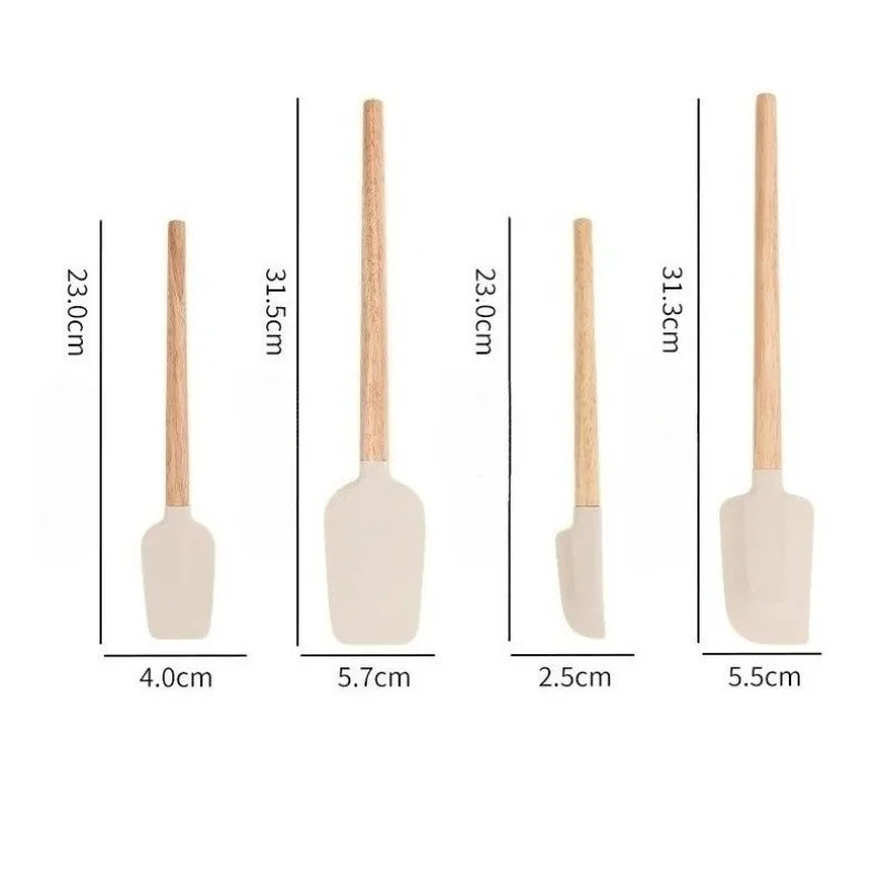 Non-Stick Silicone Baking Spatula with Wooden Handle – Heat-Resistant Icing & Jam Spreader