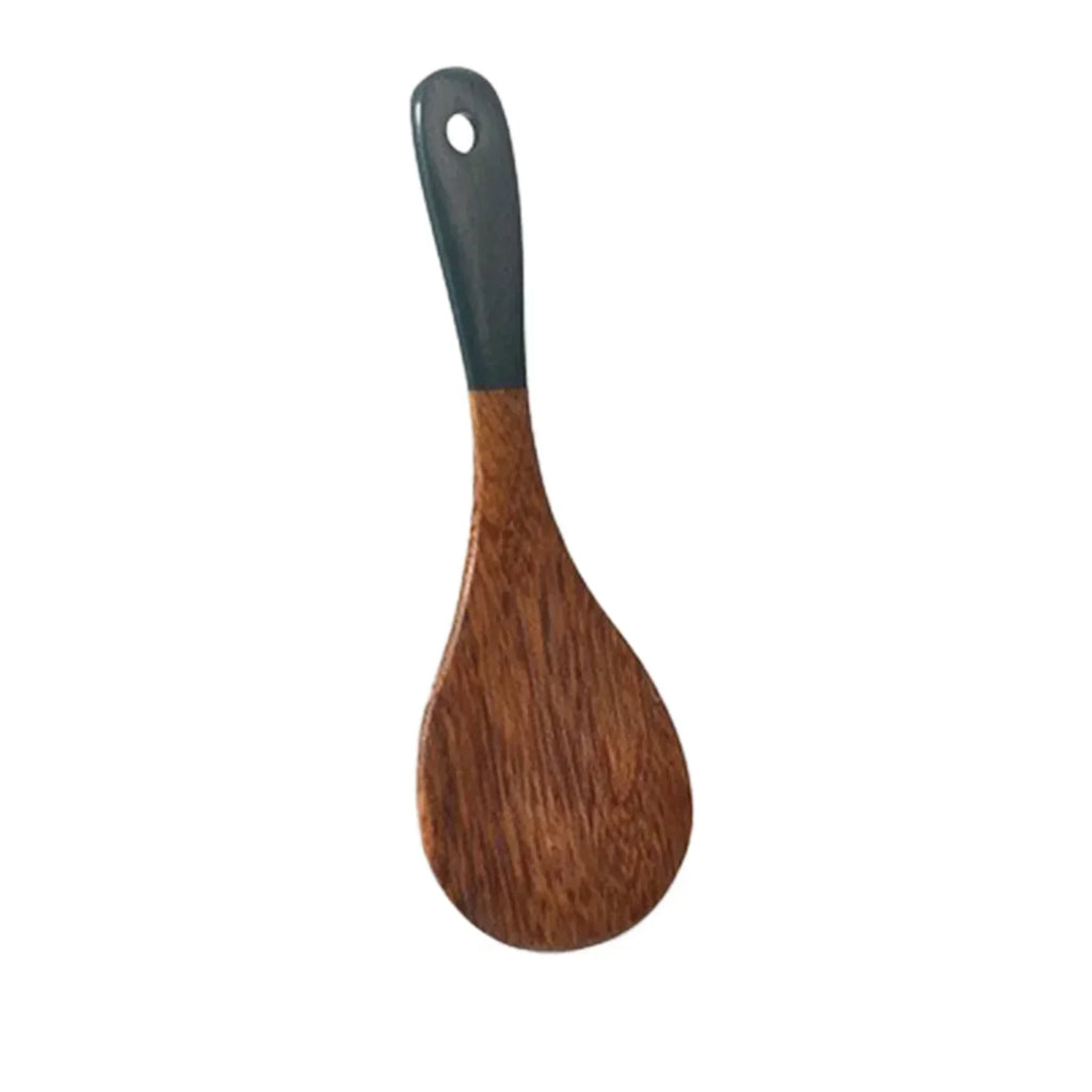 Solid Wood Ebony Spatula & Wooden Soup Ladle – Heat-Resistant Kitchen Utensil Set