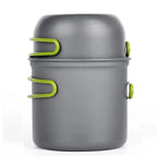 Outdoor Camping Pot Set – Portable 1–2 Person Folding Stove Cookware Kit