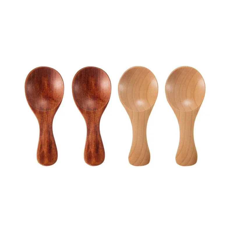 4Pcs Mini Wooden Spoon Set – Small Spice, Sugar & Coffee Scoops for Kitchen