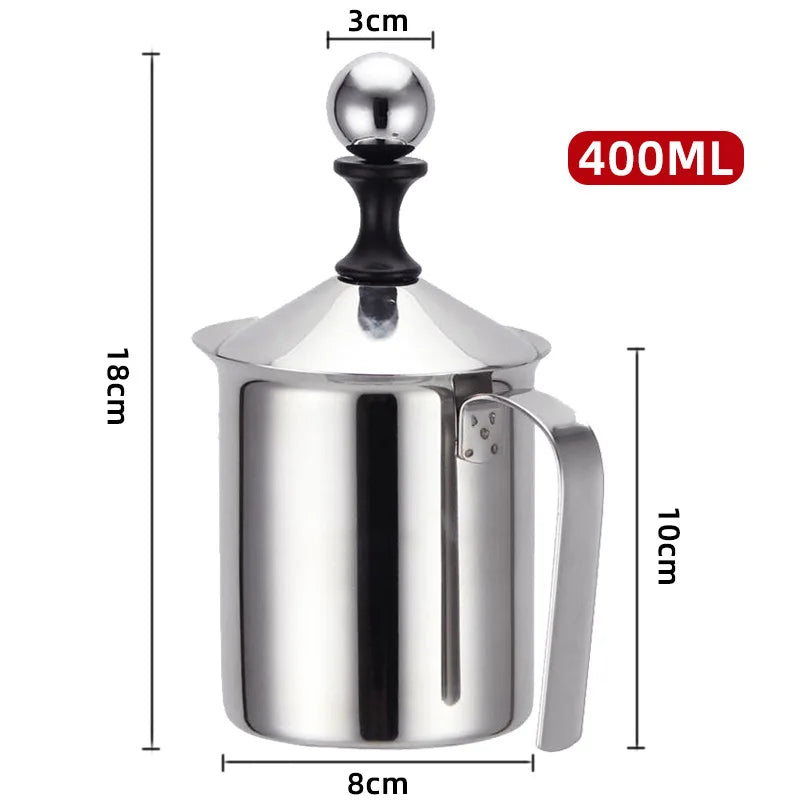 BALASHOV Stainless Steel Milk Frother – Double Mesh Coffee & Milk Creamer