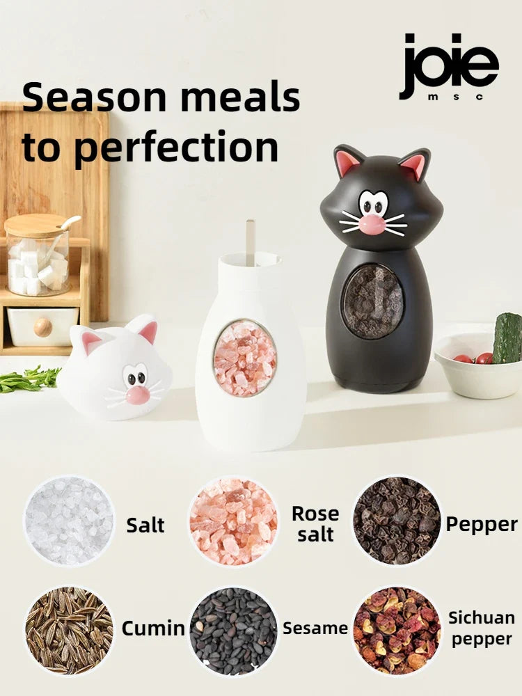 Joie Meow Spice Grinder Set Adjustable Ceramic Salt & Pepper Mill