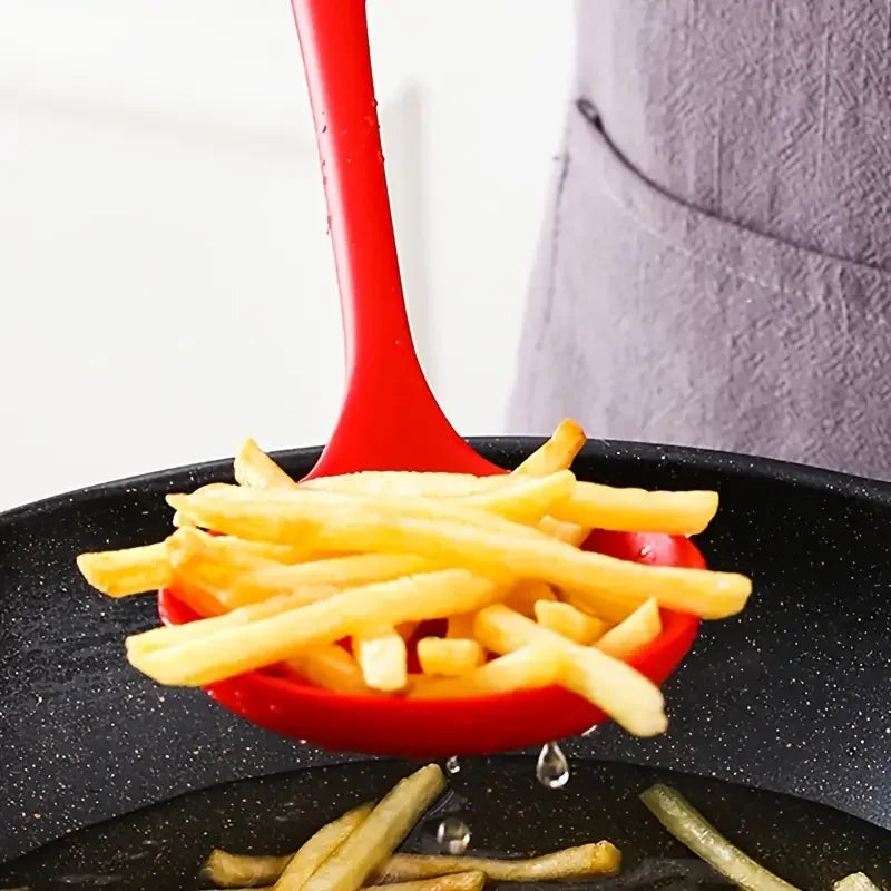 Silicone Slotted Spoon – Heat-Resistant Non-Scratch Kitchen Skimmer & Ladle for Frying and Pasta