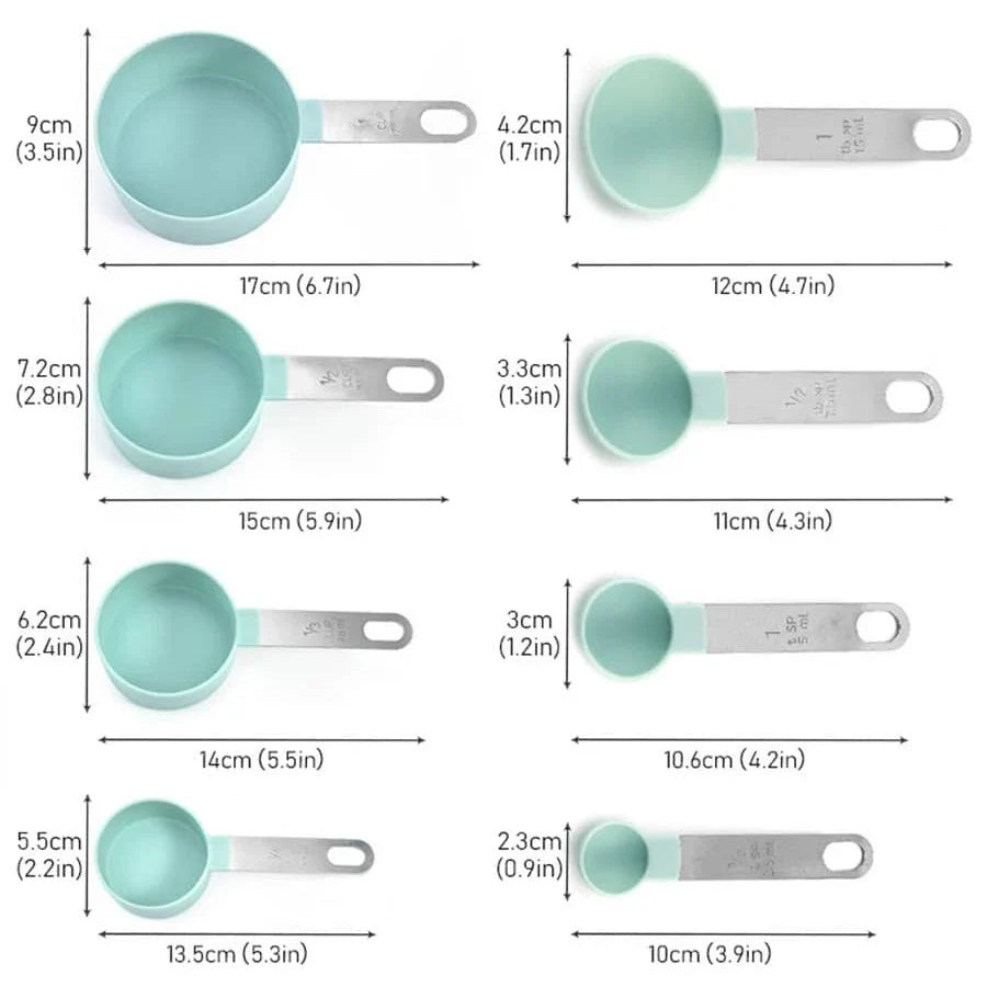4PCS/8PCS plastic measuring cup Spoon Set Stainless Steel handle Kitchen Baking Tools Accessories Weighing gadgets