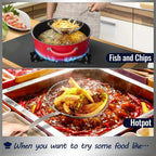 Stainless Steel Double Round Spoon – Reinforced Spider Strainer for Frying & Cooking