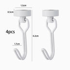 Neodymium Magnetic Hooks 5KG – 360° Rotating No-Drill Heavy-Duty Kitchen Organizers (4PCS)