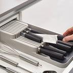 Kitchen Drawer Cutlery Storage Tray – Knife, Spoon & Fork Organizer with Spice Bottle Rack
