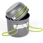 Outdoor Camping Pot Set – Portable 1–2 Person Folding Stove Cookware Kit