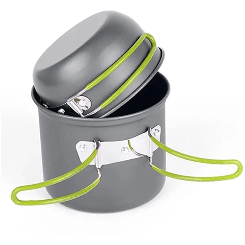 Outdoor Camping Pot Set – Portable 1–2 Person Folding Stove Cookware Kit