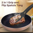 2 in 1 Grip & Flip Spatula Tongs – Nylon Non-Stick Egg & Pancake Flipper
