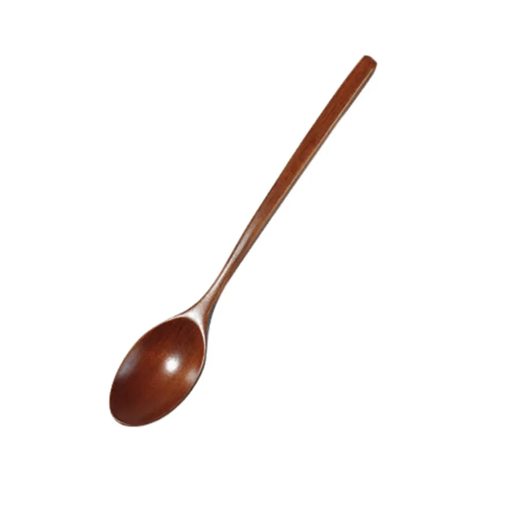 2PCS Wooden Spoon Set – Natural Wood Kitchen Tableware for Soup, Tea & Coffee