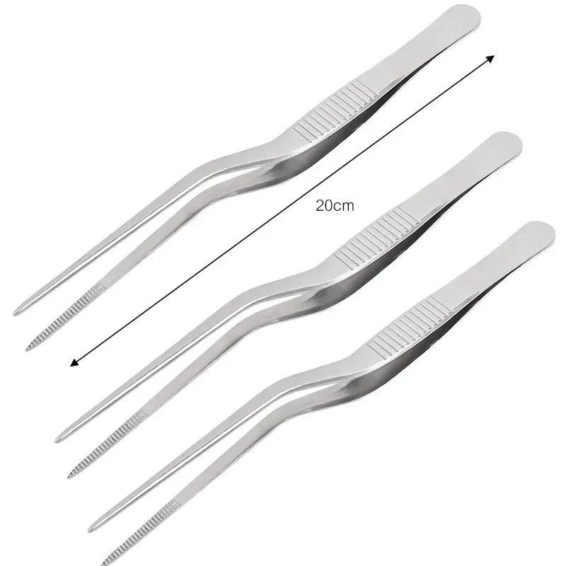 Stainless Steel Kitchen Tweezers – BBQ & Cooking Food Tongs (1/3 Pcs)