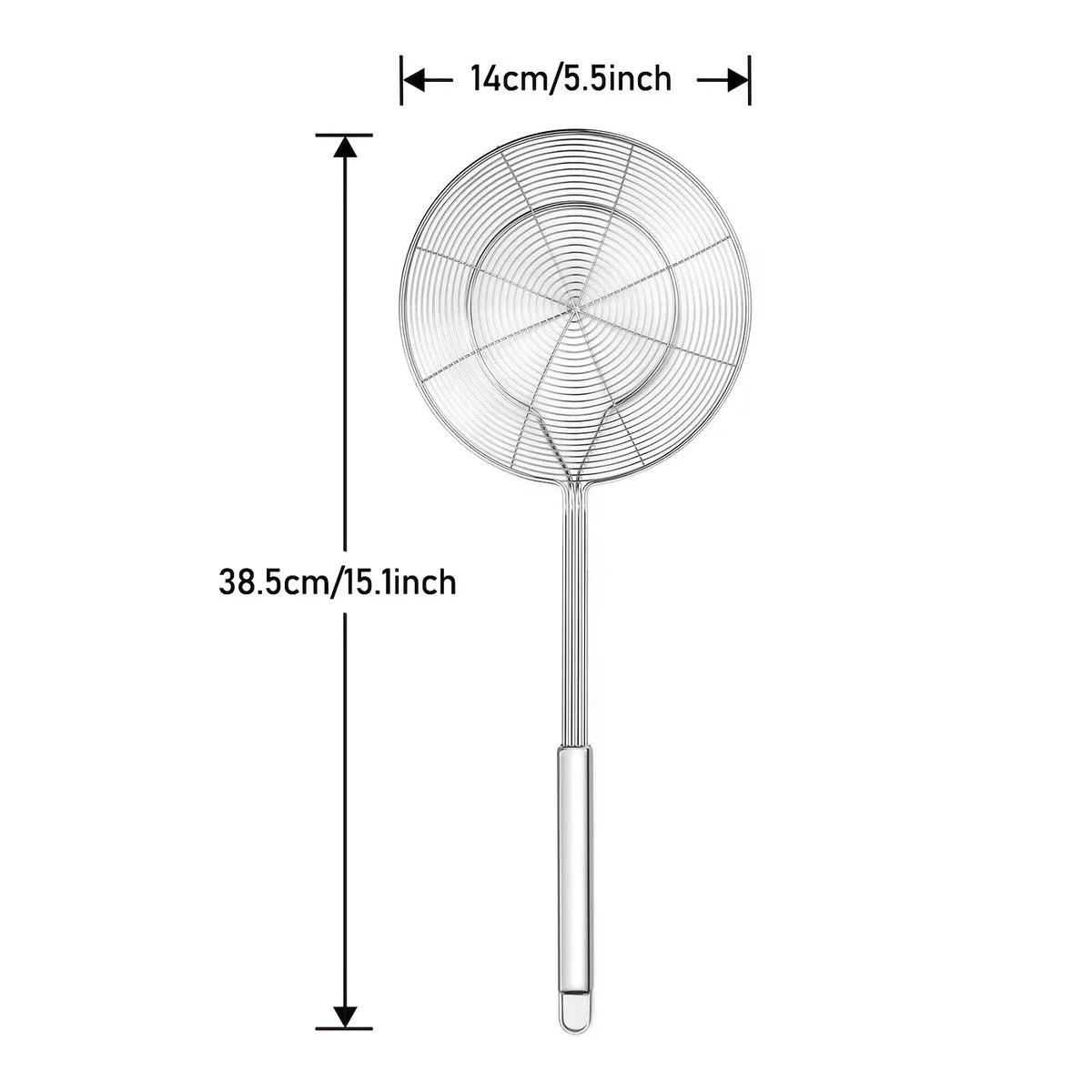 Stainless Steel Double Round Spoon – Reinforced Spider Strainer for Frying & Cooking
